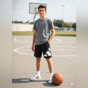 Boys Adidas Shorts Black White Size 10/12